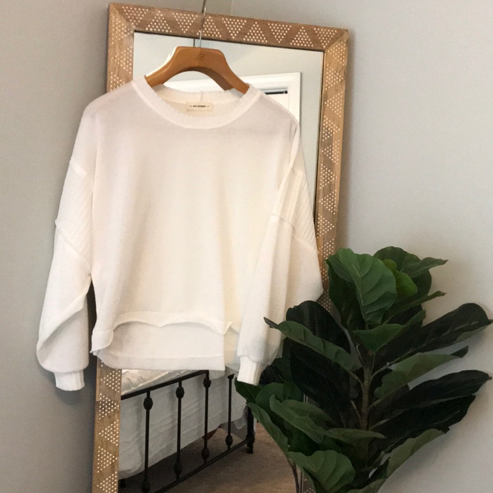 White Dolman style light sweater